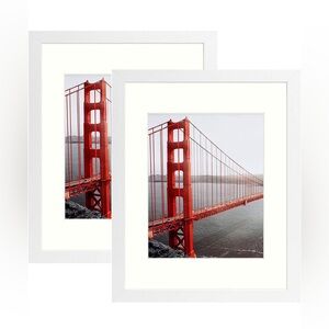 Frametory, 11x14 Picture Frame, Display 8x10 Photo with Mat (white, 2-Pack)